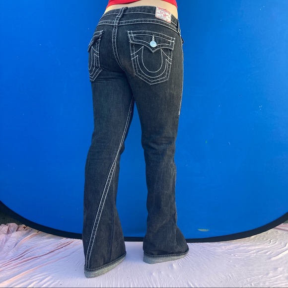 Vintage True Religion Joey Big T Dark Wash Flare Jeans - Picture 3 of 6